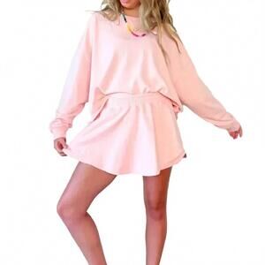 NEW POPPY & PINE women's long sleeve crop top in peach